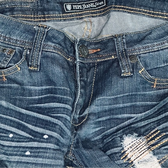 👖🛹 PEPE JEANS London Rare Distressed Straight Jeans | Sz 30 | Vintage Y2K Indie - Picture 5 of 7